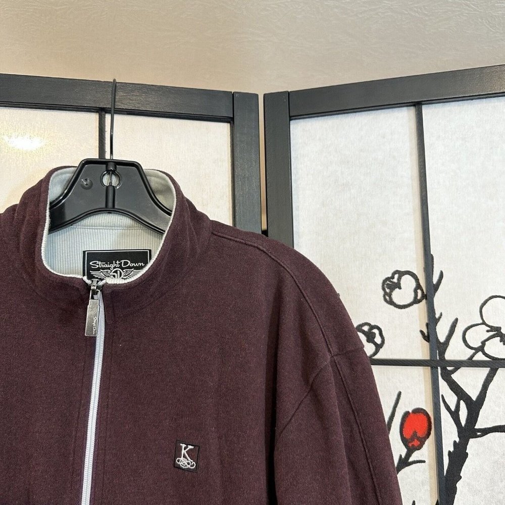 Straight Down Mens Golf Performance Pullover Sweater Half Zip Burgundy Red Sz M - Picture 2 of 5